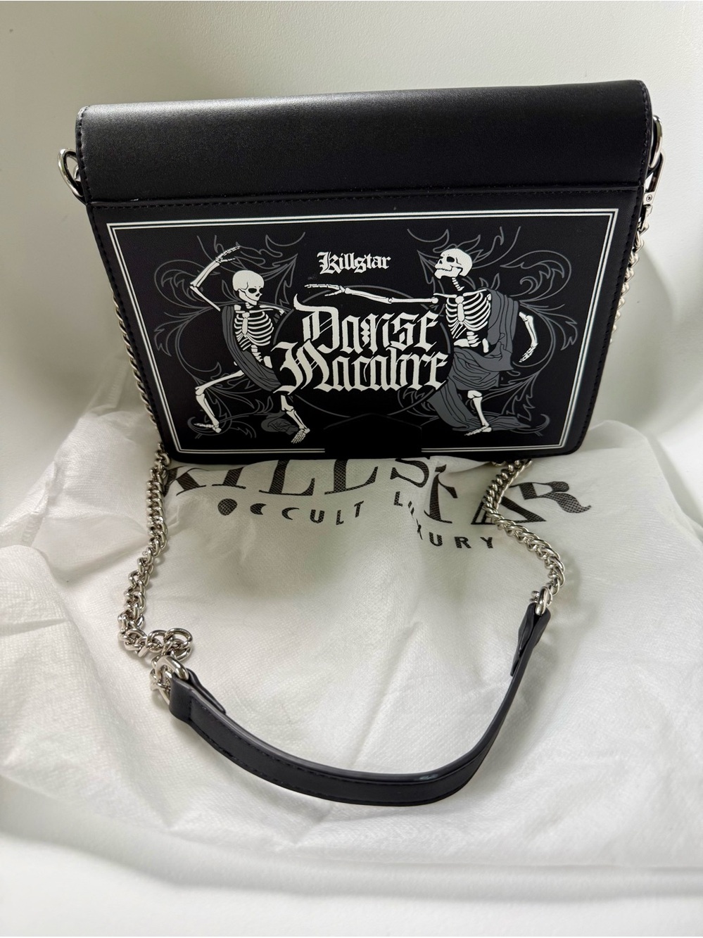 NWOT Killstar Black 'Dance Macabre' Skeleton Chain Shoulder Bag